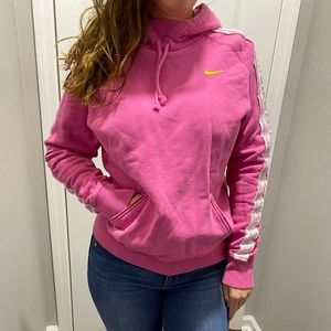 Nike Pink Hooded Sweater - Medium